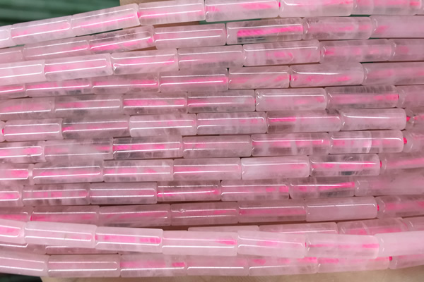 TUBE13 15 inches 4*13mm tube rose quartz gemstone beads