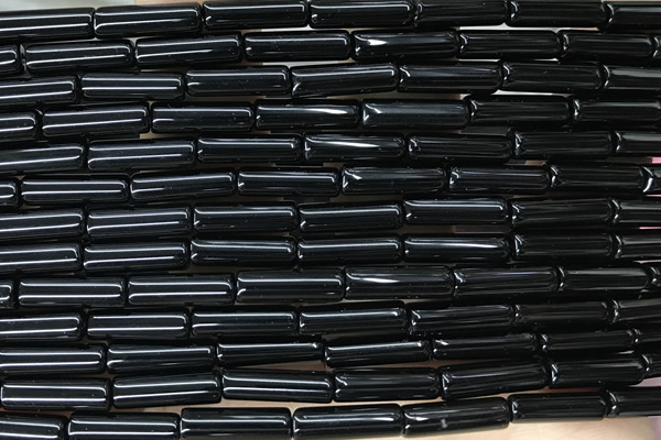 TUBE42 15 inches 4*13mm tube black agate gemstone beads