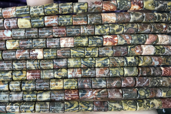 TUBE56 15 inches 6*8mm tube leopard skin jasper gemstone beads