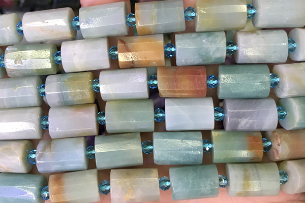 TUBE82 15 inches 10*14mm faceted tube amazonite gemstone beads