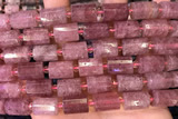 TUBE87 15 inches 10*14mm faceted tube strawberry quartz beads