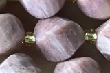 TWIS08 15 inches 9*10mm faceted twisted pink wooden jasper beads