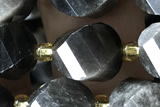 TWIS11 15 inches 9*10mm faceted twisted black obsidian beads