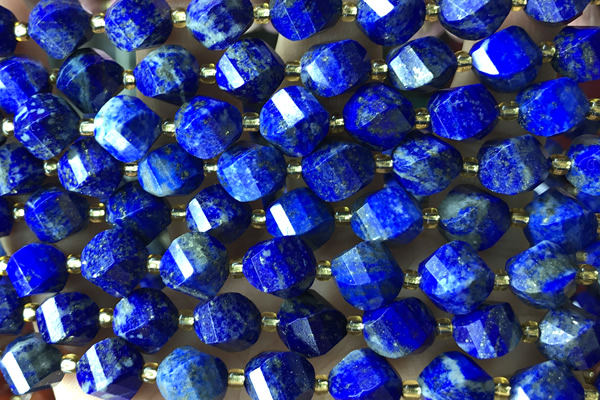 TWIS12 15 inches 9*10mm faceted twisted lapis lazuli beads