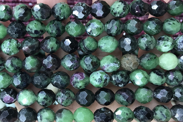 ZOIS01 15 inches 8mm faceted round ruby zoisite gemstone beads