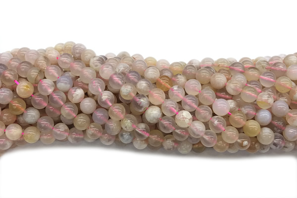 AGAT216 15 inches 8mm round sakura agate gemstone beads