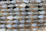 AGAT262 15 inches 8*12mm faceted teardrop grey agate beads