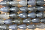 AGAT265 15 inches 13*18mm faceted teardrop grey agate beads