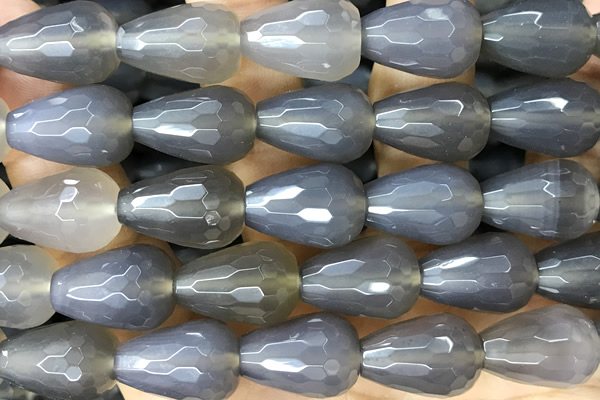 AGAT265 15 inches 13*18mm faceted teardrop grey agate beads