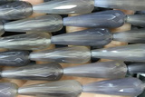 AGAT266 15 inches 12*40mm faceted teardrop grey agate beads