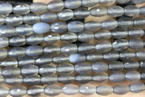 AGAT270 15 inches 6*9mm faceted rice grey agate beads