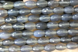 AGAT271 15 inches 8*12mm faceted rice grey agate beads