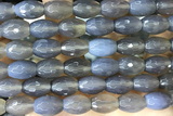 AGAT272 15 inches 10*14mm faceted rice grey agate beads