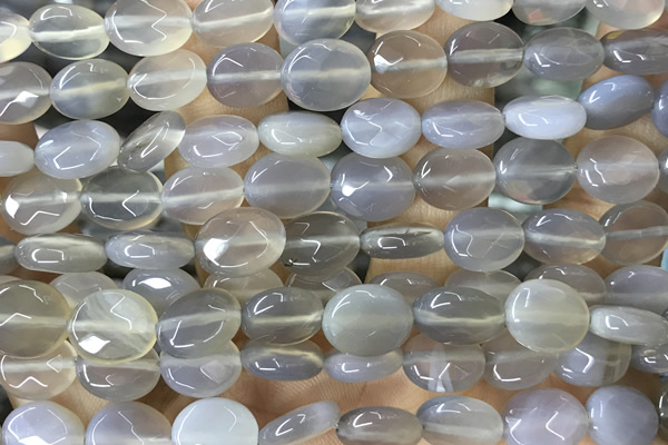 AGAT275 15 inches 8*10mm faceted oval grey agate beads