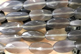 AGAT276 15 inches 15*30mm faceted oval grey agate beads