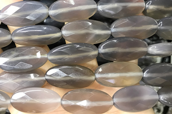 AGAT276 15 inches 15*30mm faceted oval grey agate beads