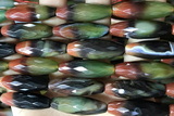 AGAT286 15 inches 10*30mm faceted rice rainbow agate beads