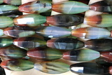 AGAT287 15 inches 10*30mm faceted rice rainbow agate beads