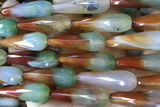 AGAT292 15 inches 12*40mm faceted teardrop rainbow agate beads