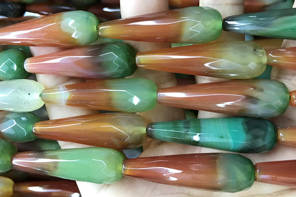 AGAT293 15 inches 12*50mm faceted teardrop rainbow agate beads