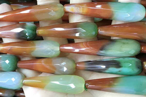 AGAT294 15 inches 12*50mm faceted teardrop rainbow agate beads