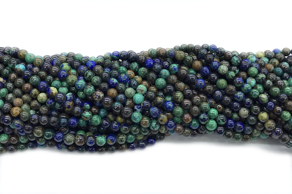 AZUR01 15 inches 4mm round azurite gemstone beads