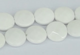 CAA01 15.5 inches 14mm faceted coin white agate gemstone beads