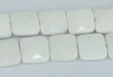 CAA04 15.5 inches 10*10mm faceted square white agate gemstone beads