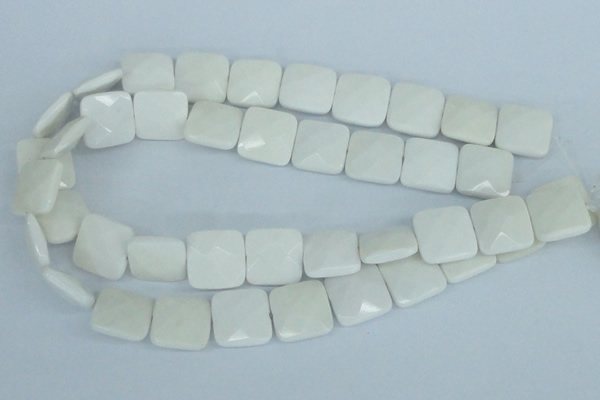 CAA06 15.5 inches 18*18mm faceted square white agate gemstone beads