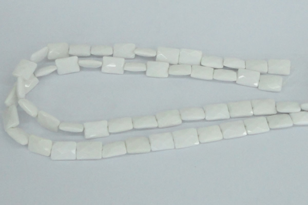 CAA07 15.5 inches 10*14mm faceted rectangle white agate gemstone beads