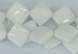 CAA09 15.5 inches 12*12mm faceted diamond white agate gemstone beads