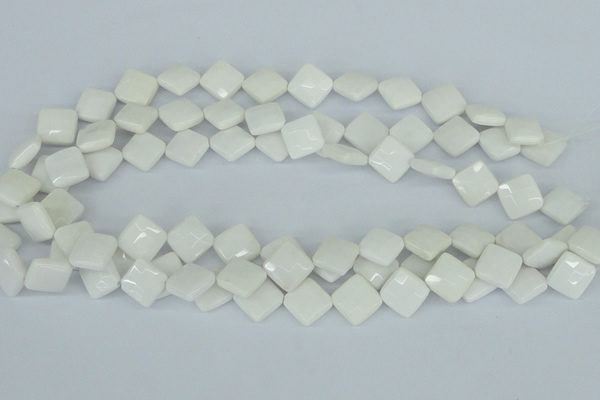 CAA09 15.5 inches 12*12mm faceted diamond white agate gemstone beads