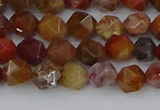 CAA1000 15.5 inches 6mm faceted nuggets red moss agate beads