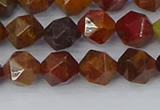 CAA1001 15.5 inches 8mm faceted nuggets red moss agate beads