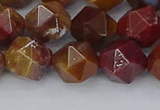 CAA1002 15.5 inches 10mm faceted nuggets red moss agate beads