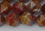 CAA1003 15.5 inches 12mm faceted nuggets red moss agate beads