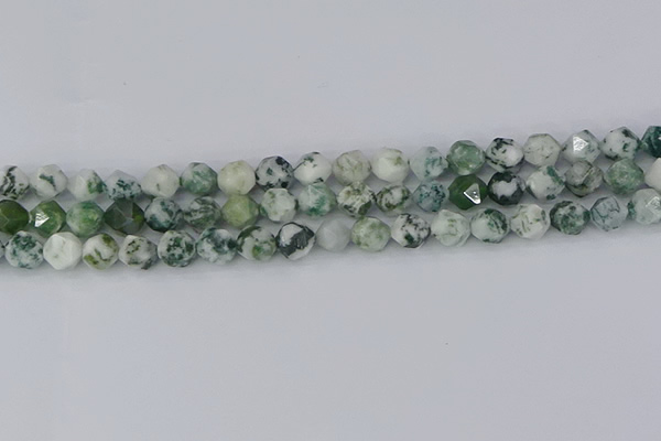 CAA1021 15.5 inches 8mm faceted nuggets tree agate beads