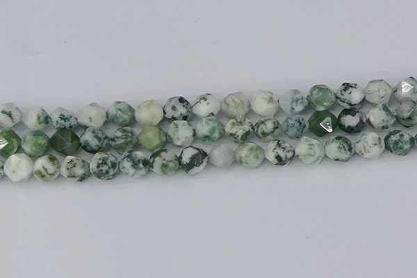 CAA1023 15.5 inches 12mm faceted nuggets tree agate beads