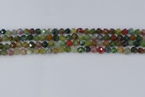 CAA1026 15.5 inches 6mm faceted nuggets Indian agate beads