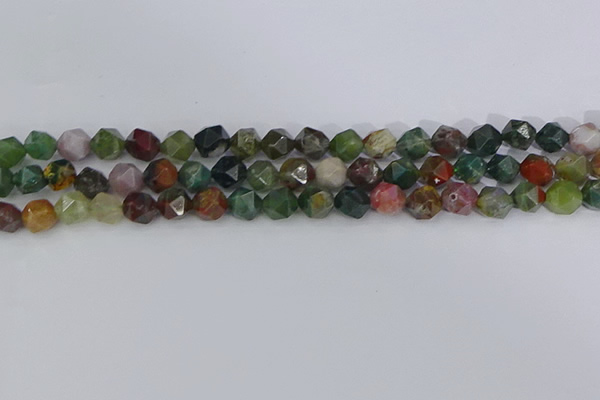 CAA1027 15.5 inches 8mm faceted nuggets Indian agate beads