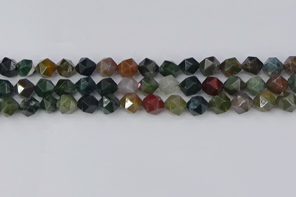 CAA1028 15.5 inches 10mm faceted nuggets Indian agate beads