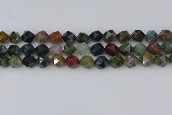 CAA1029 15.5 inches 12mm faceted nuggets Indian agate beads