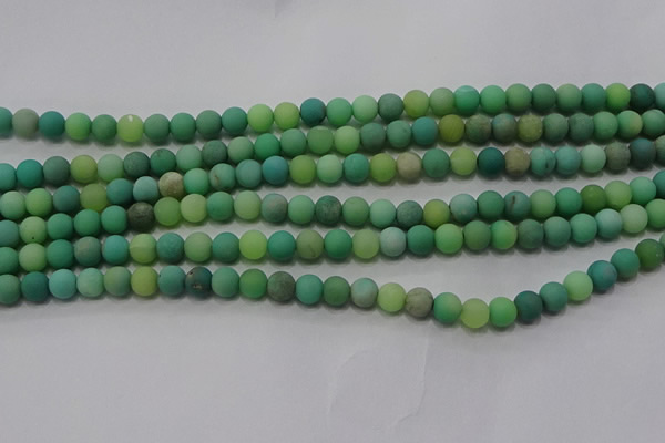 CAA1150 15.5 inches 4mm round matte grass agate beads wholesale