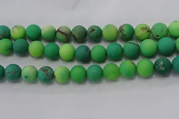 CAA1154 15.5 inches 12mm round matte grass agate beads wholesale