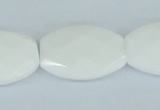 CAA12 15.5 inches 20*30mm faceted oval white agate gemstone beads