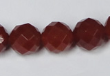 CAA120 15.5 inches 14mm faceted round red agate gemstone beads