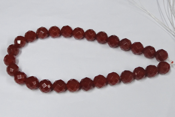 CAA120 15.5 inches 14mm faceted round red agate gemstone beads