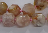 CAA1208 15.5 inches 10*14mm - 12*16mm faceted nuggets sakura agate beads