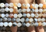 CAA1231 15.5 inches 8mm faceted nuggets matte dendritic agate beads