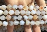 CAA1233 15.5 inches 12mm faceted nuggets matte dendritic agate beads